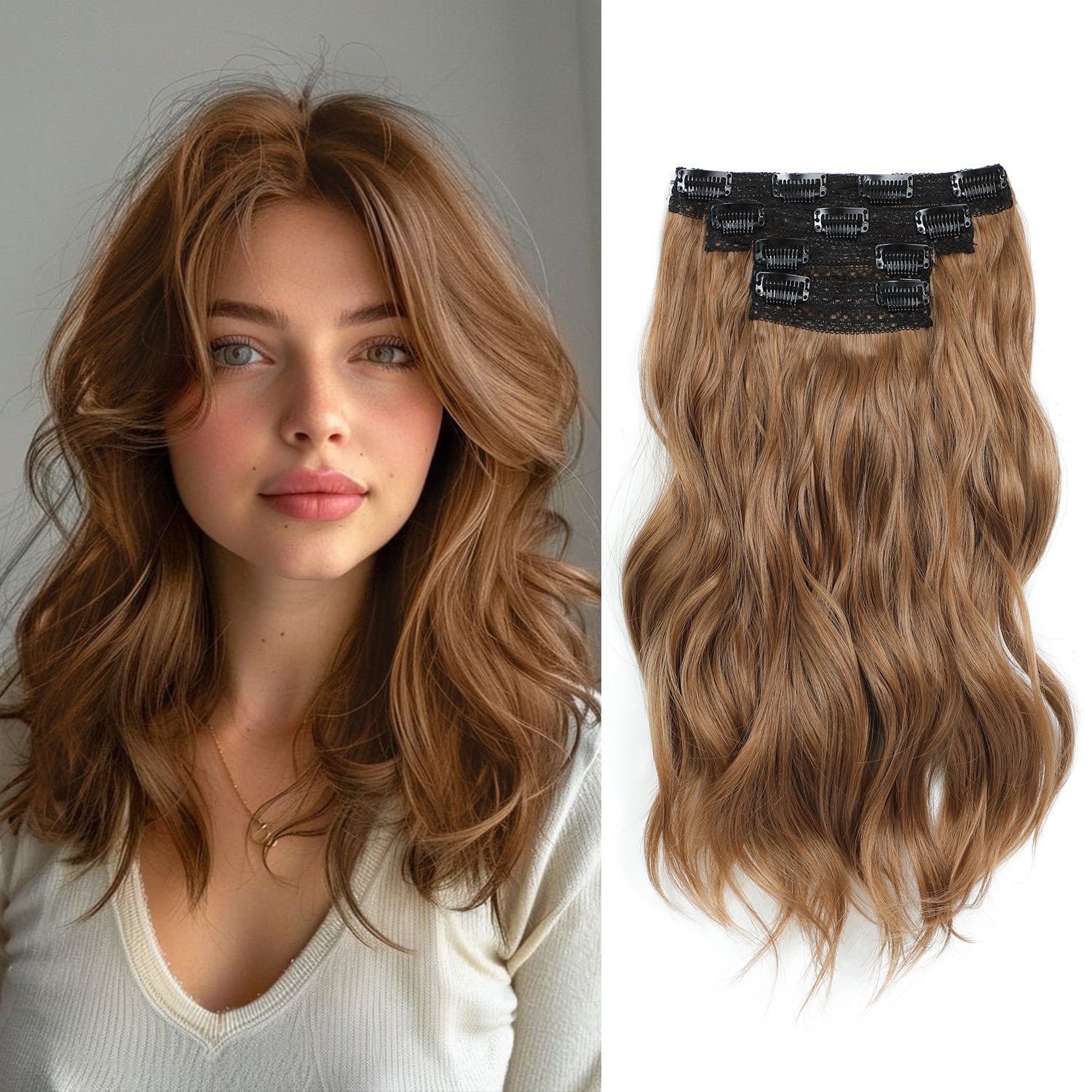 PANEWAY 14"Clip in Syntheic Hair Extensions Wavy 4PCS