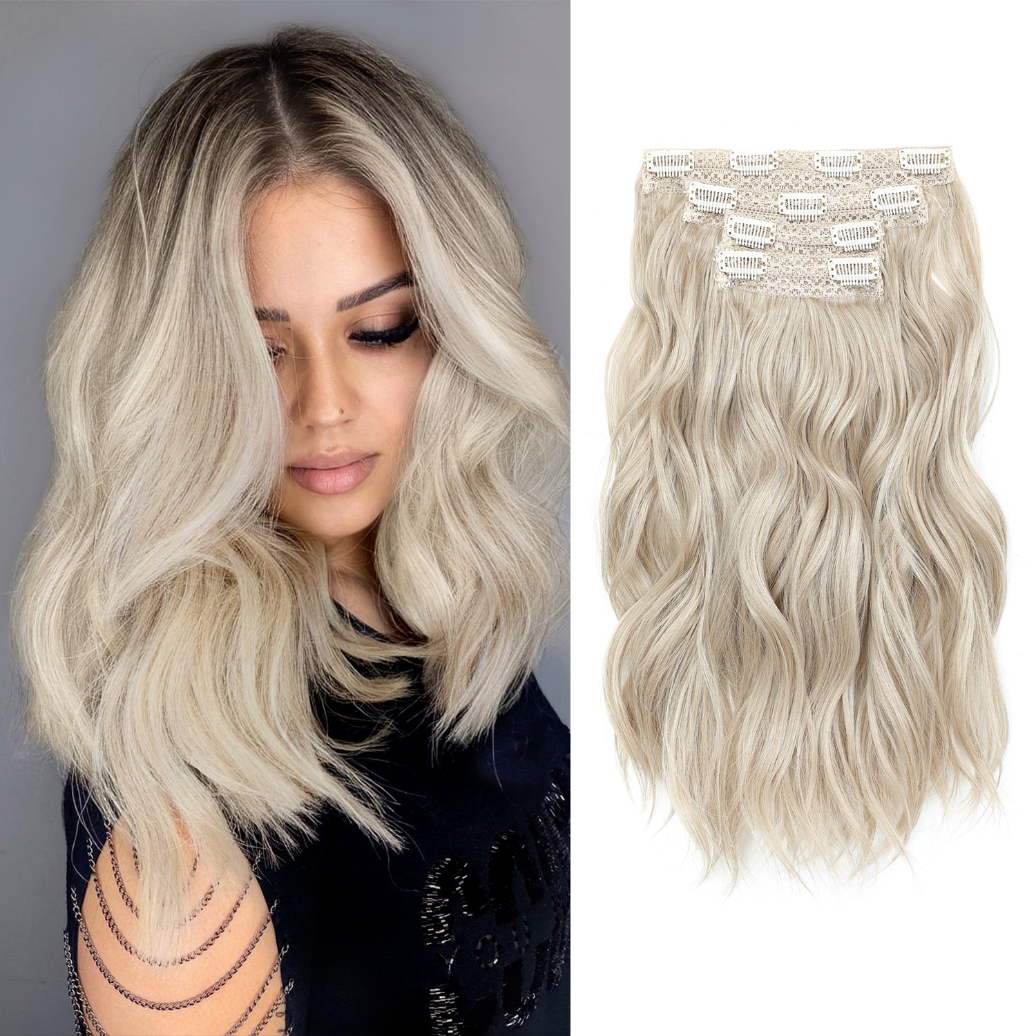 PANEWAY 14"Clip in Syntheic Hair Extensions Wavy 4PCS