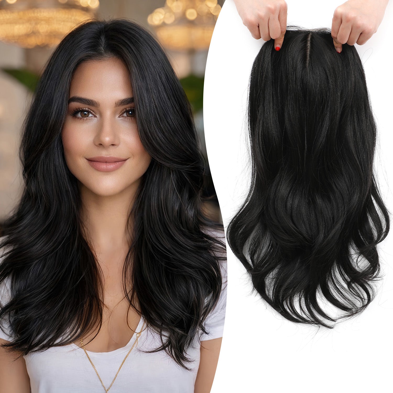 PANEWAY-18" Women's Synthetic Hairpiece with Natural Wavy Texture