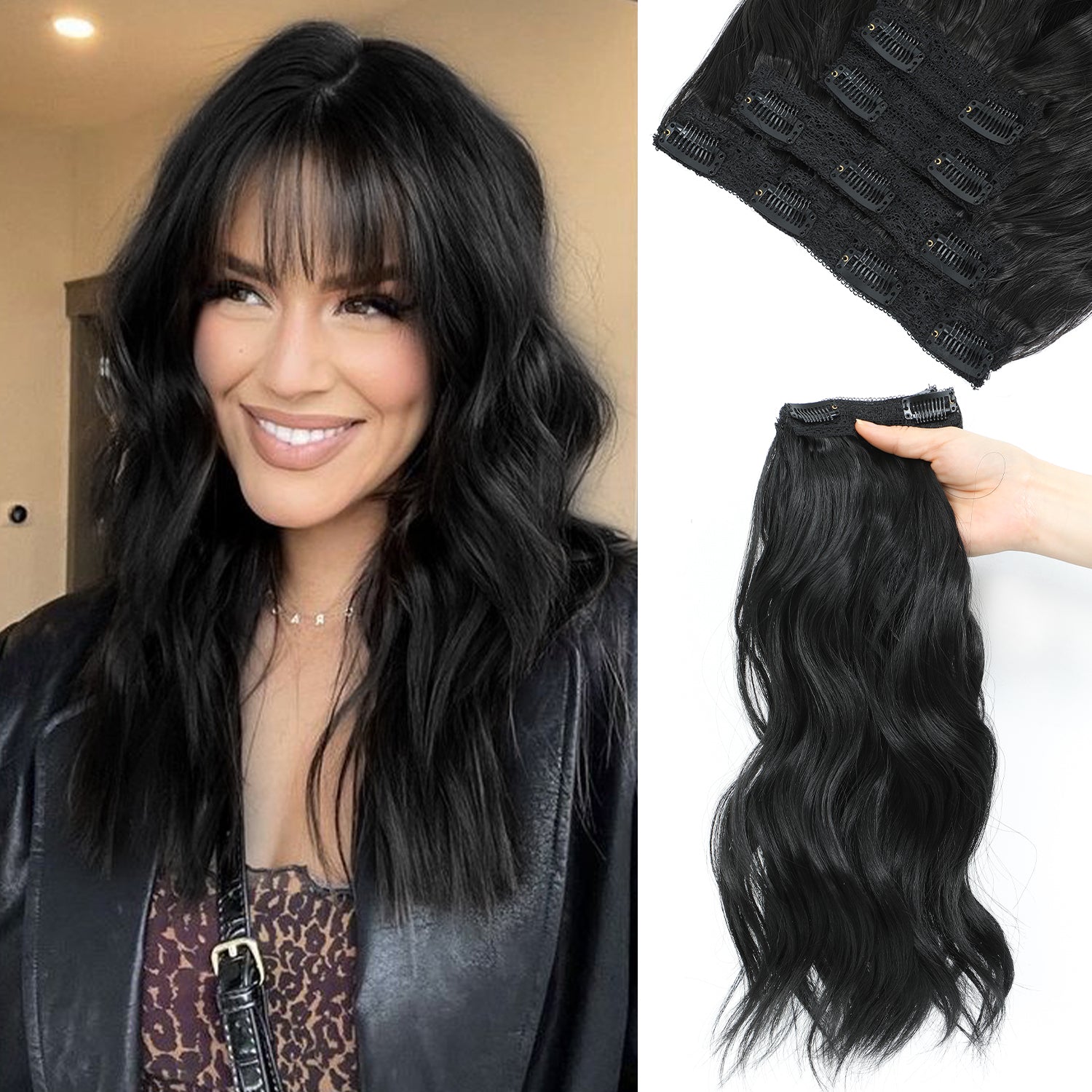 PANEWAY 14"Clip in Syntheic Hair Extensions Wavy 4PCS