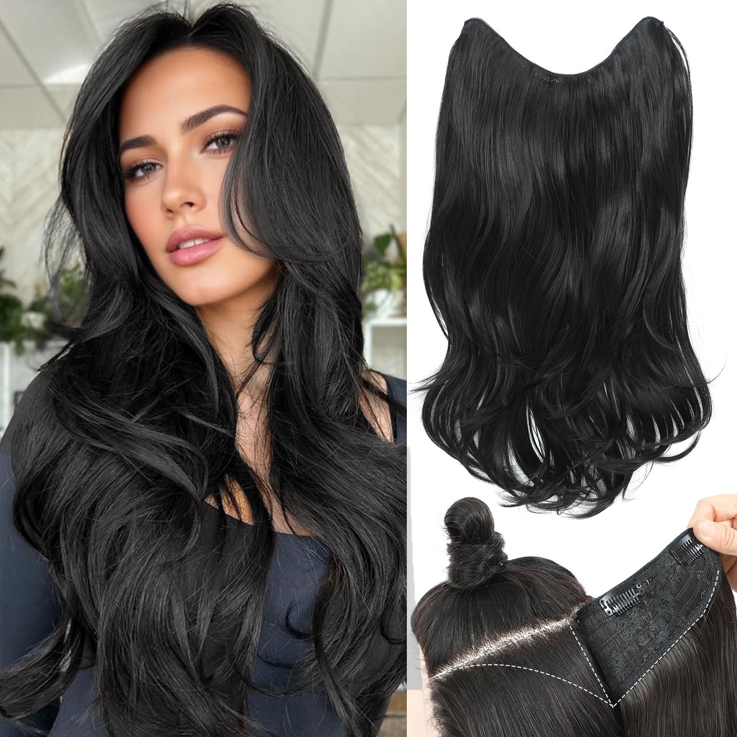 PANEWAY 20" Extensions Clip in Hair Extension V-Shaped  1PCS Thick