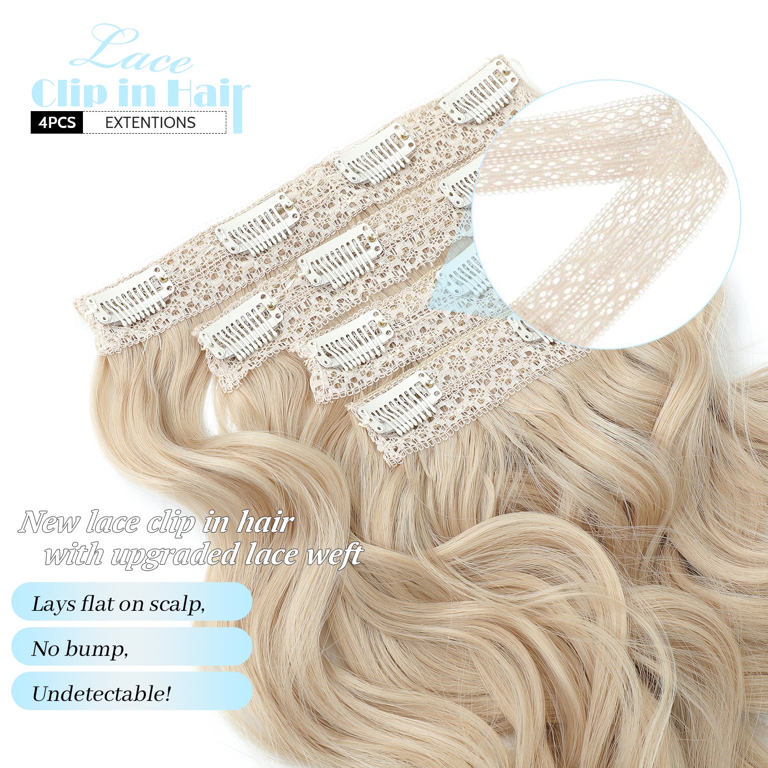 PANEWAY 14"Clip in Syntheic Hair Extensions Wavy 4PCS