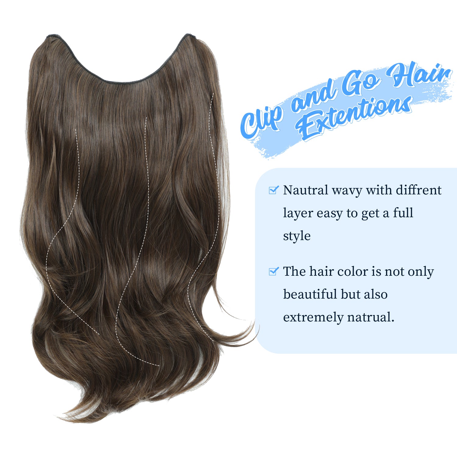 PANEWAY 20" Extensions Clip in Hair Extension V-Shaped  1PCS Thick