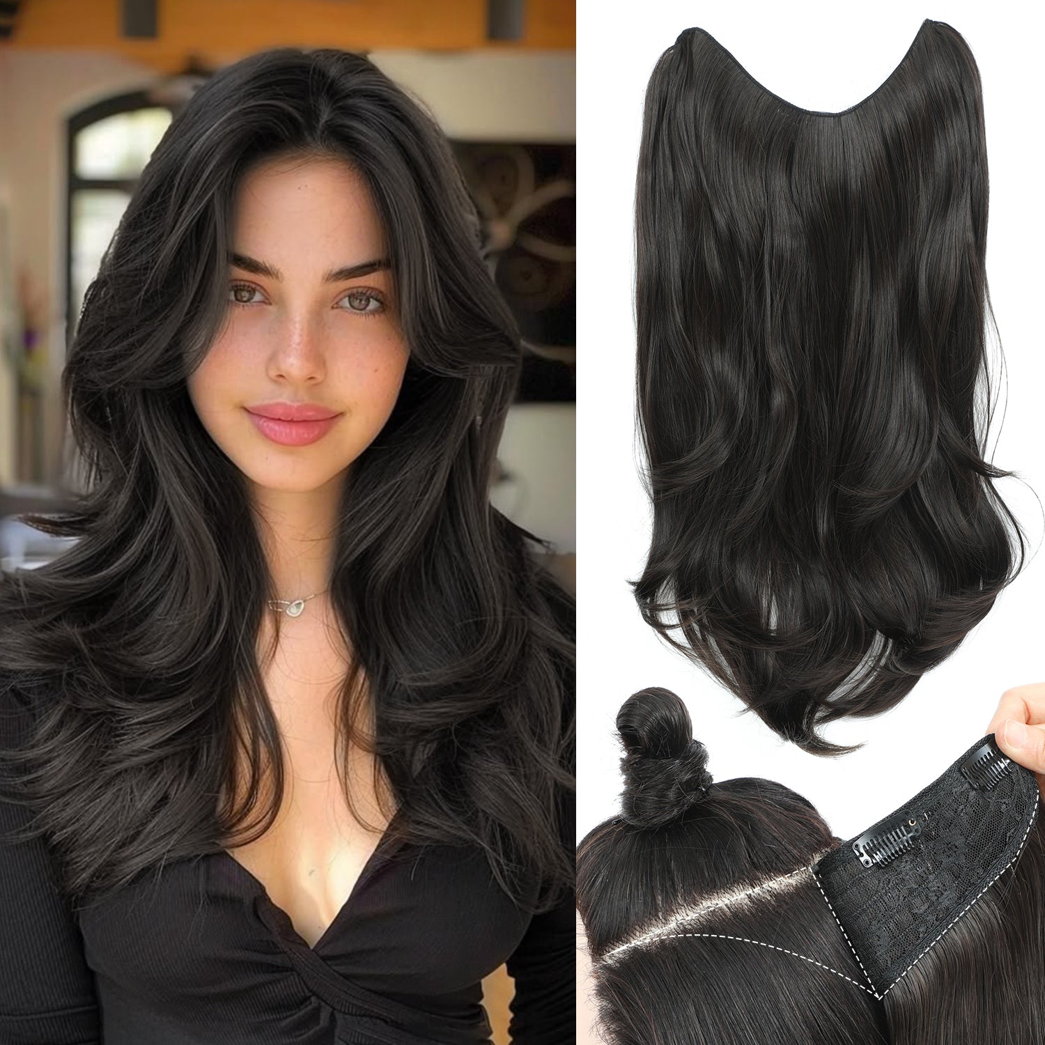 PANEWAY 20" Extensions Clip in Hair Extension V-Shaped  1PCS Thick