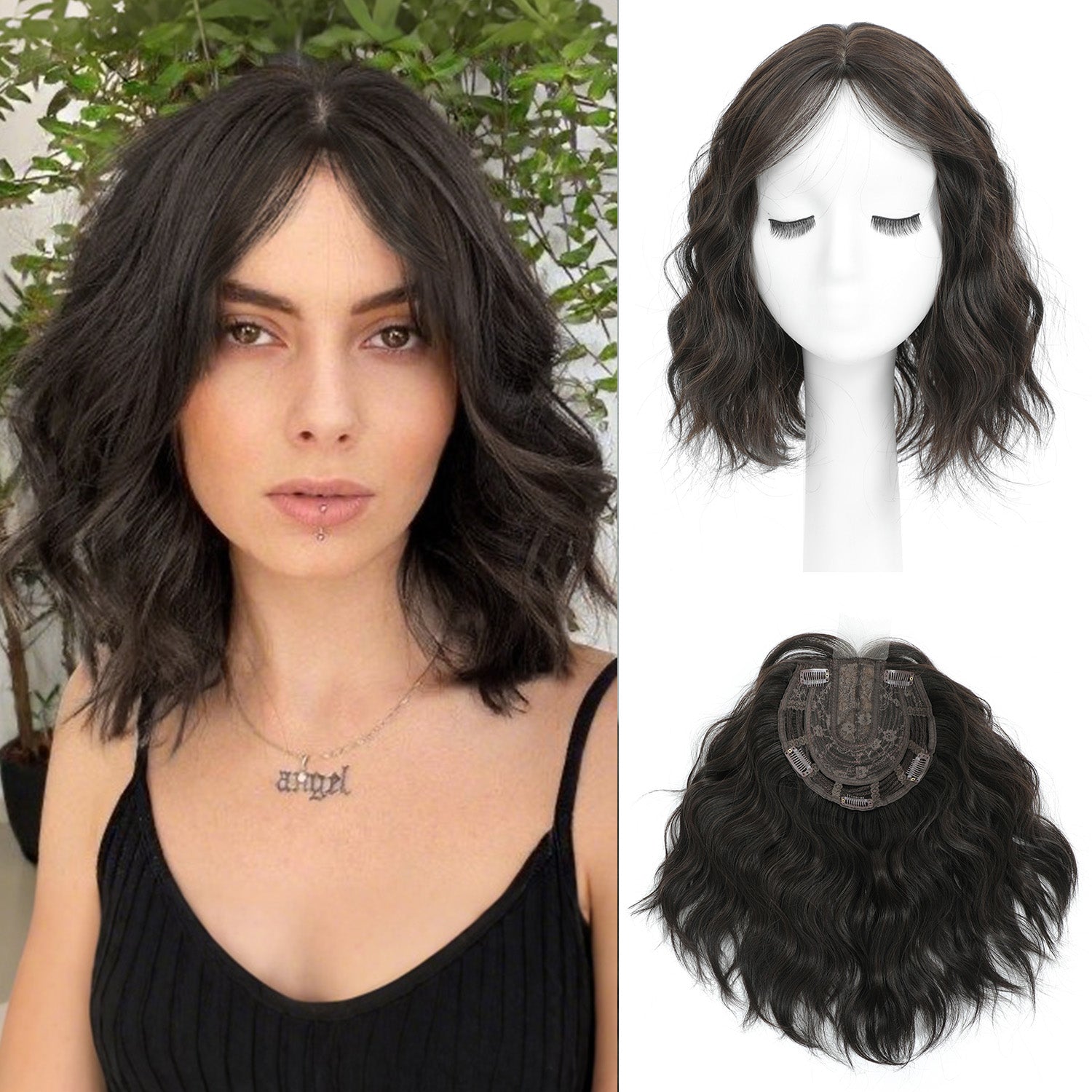 PANEWAY 11"Short Wavy Hair Topper for Women with Thinning Hair