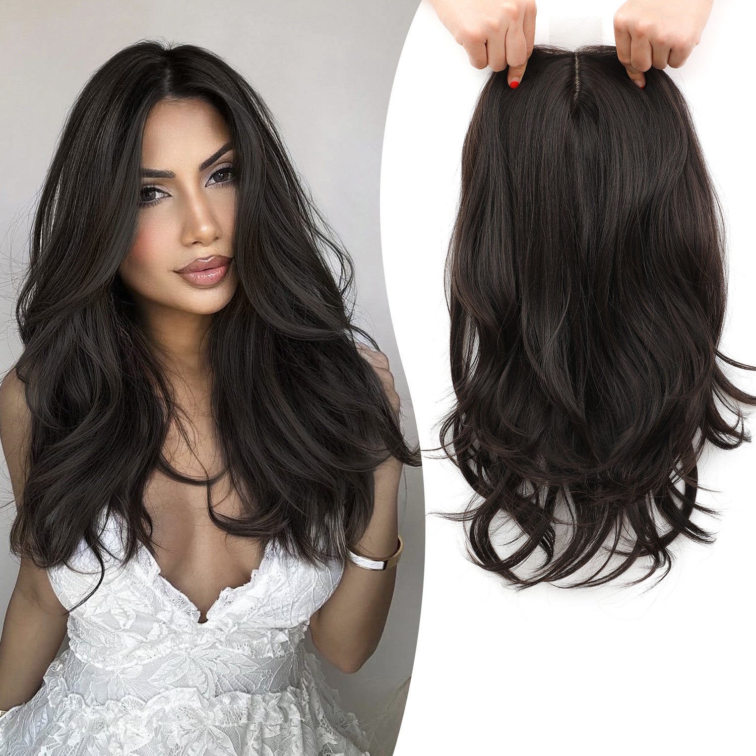 PANEWAY-18" Women's Synthetic Hairpiece with Natural Wavy Texture