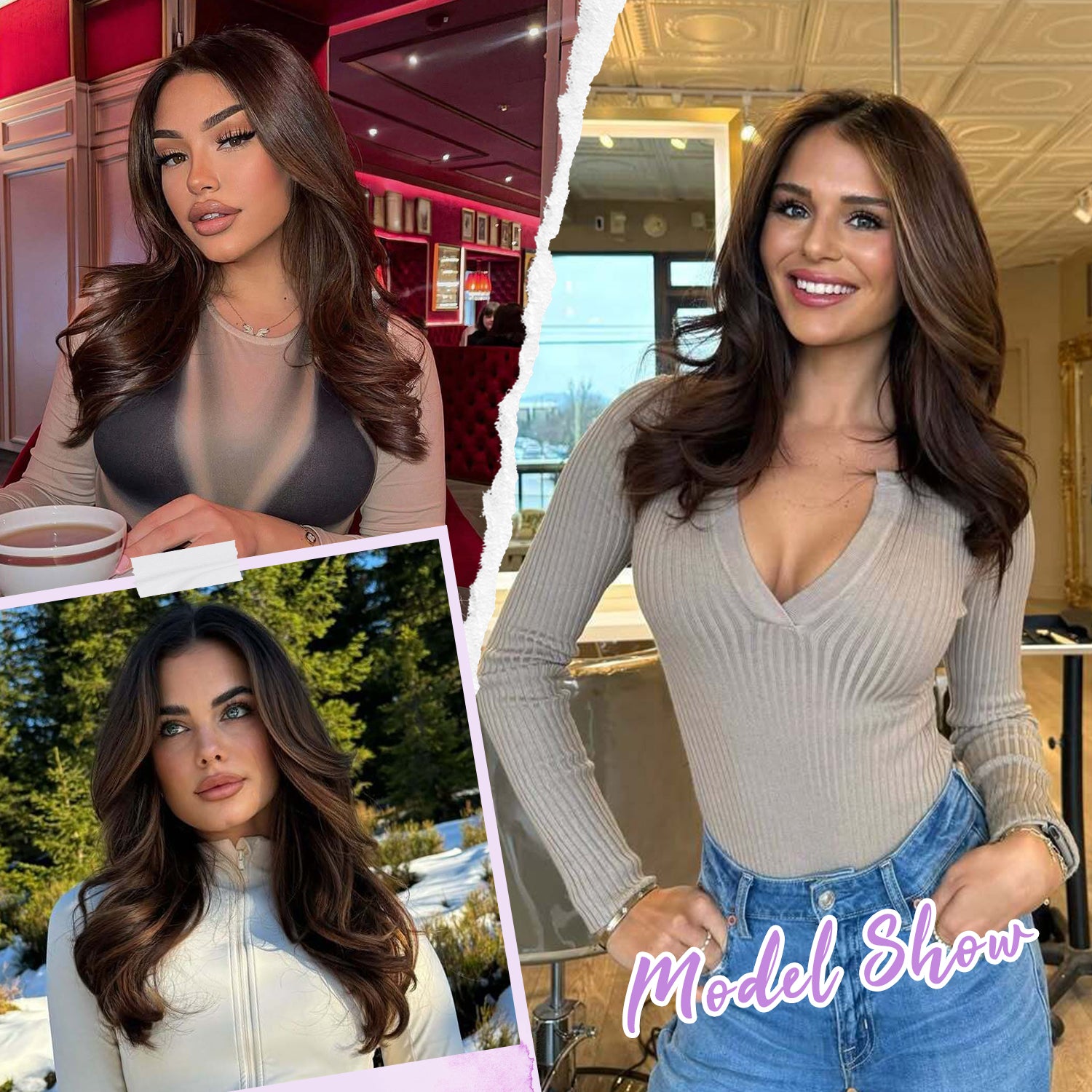 PANEWAY-18" Women's Synthetic Hairpiece with Natural Wavy Texture