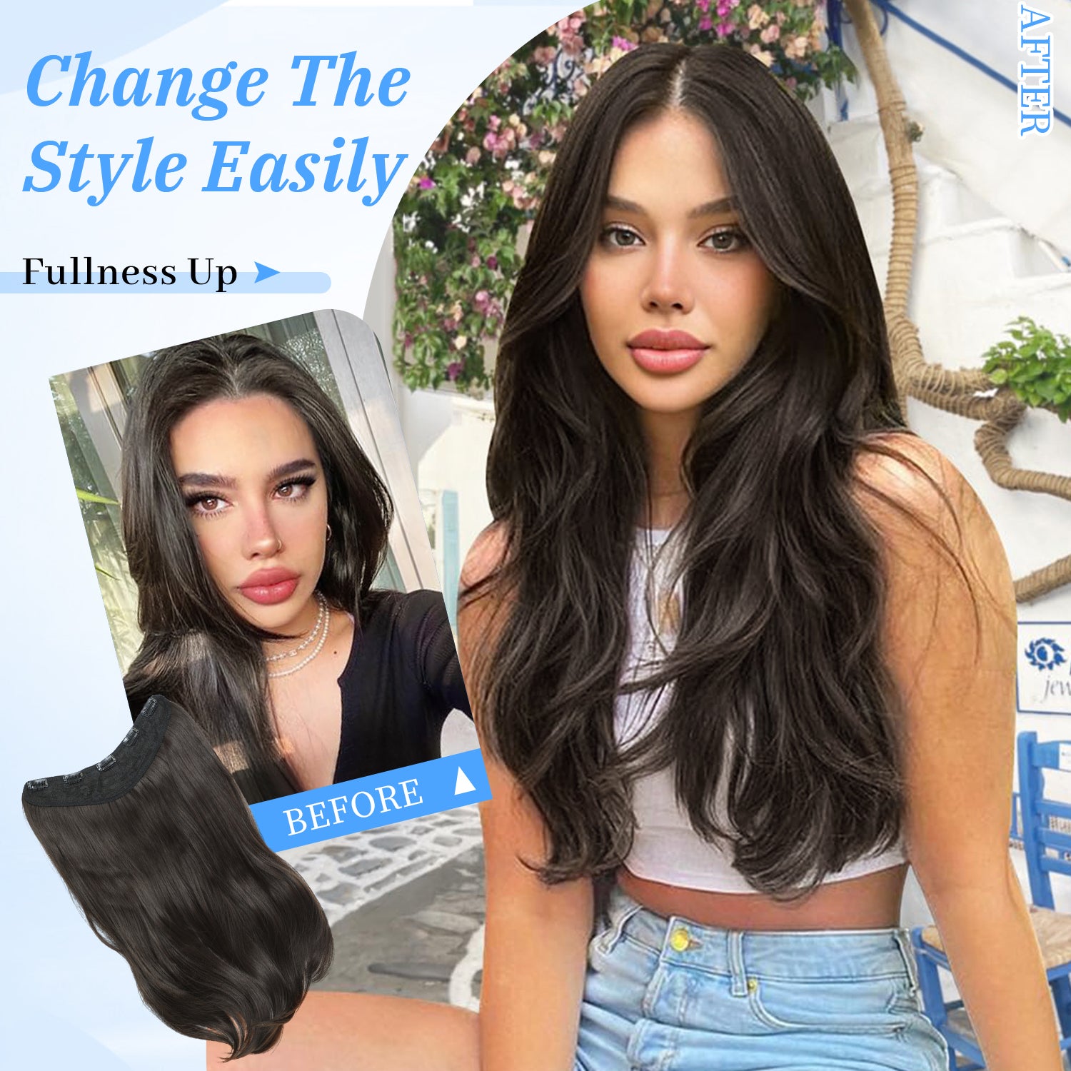 PANEWAY 20" Extensions Clip in Hair Extension V-Shaped  1PCS Thick