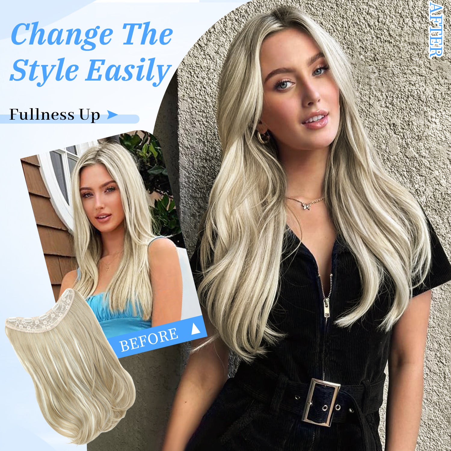 PANEWAY 20" Extensions Clip in Hair Extension V-Shaped  1PCS Thick