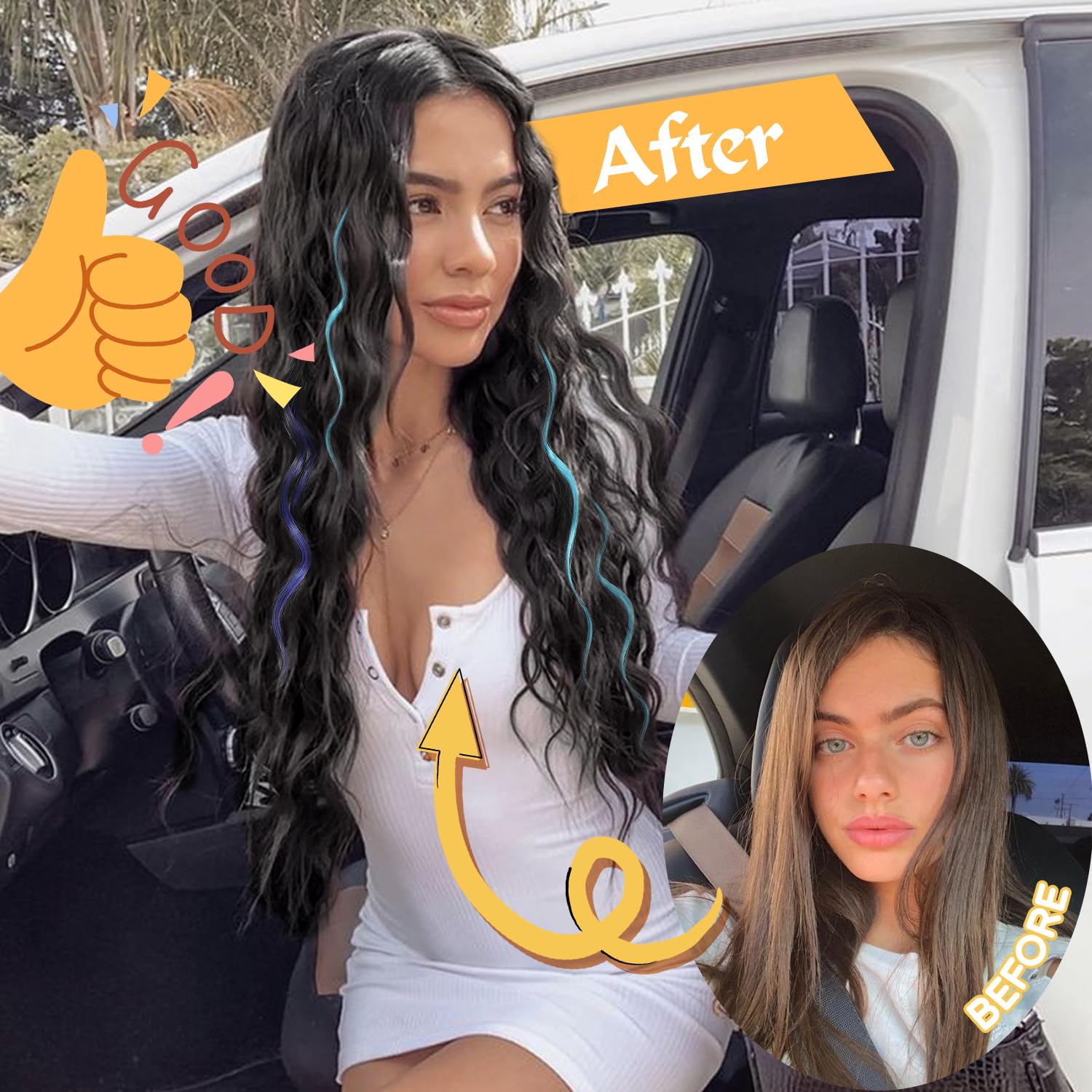 PANEWAY 26"Women's Synthetic Long Curly Hair Extensions, for Adding Volume