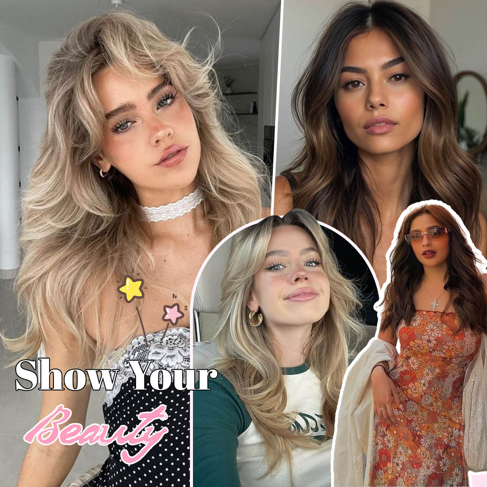 PANEWAY 14"Clip in Syntheic Hair Extensions Wavy 4PCS