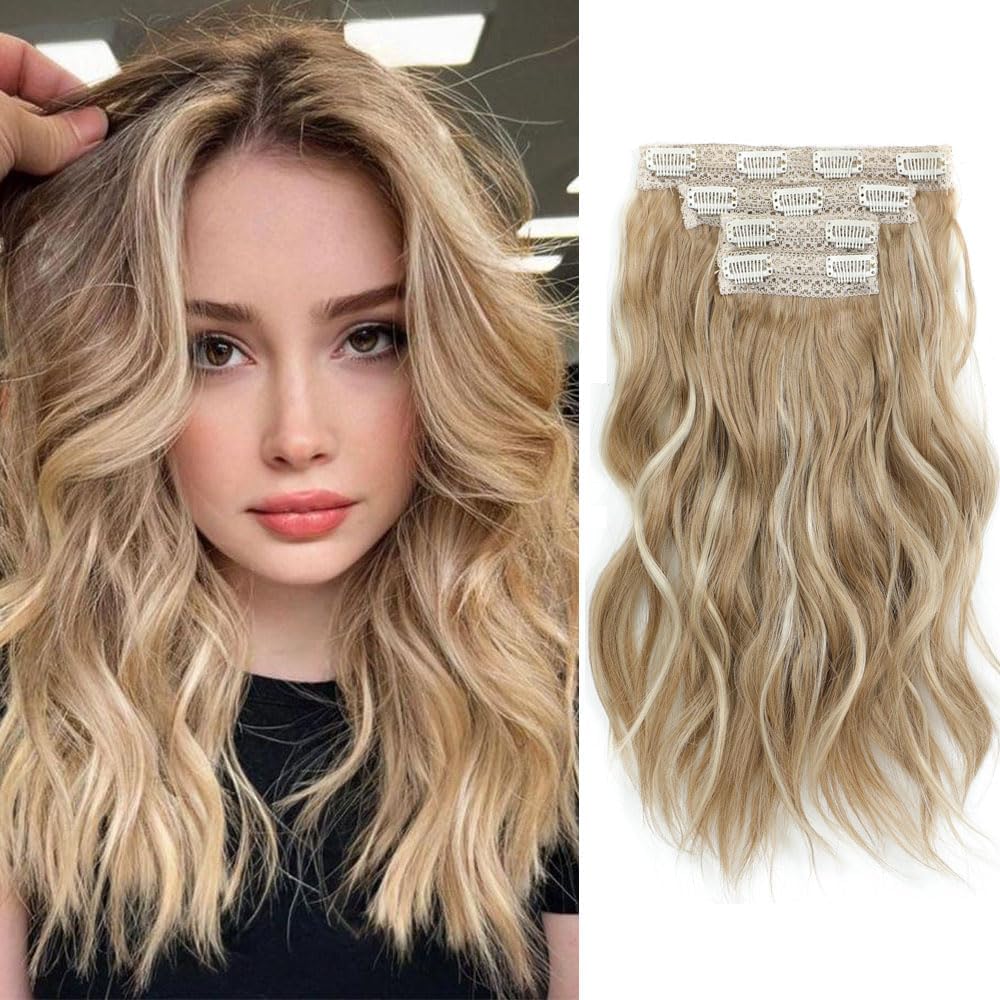PANEWAY 14"Clip in Syntheic Hair Extensions Wavy 4PCS
