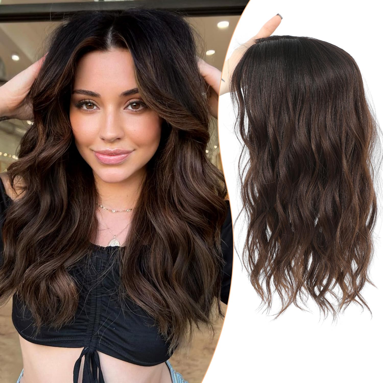 PANEWAY 16" Hair Topper Wavy Curls