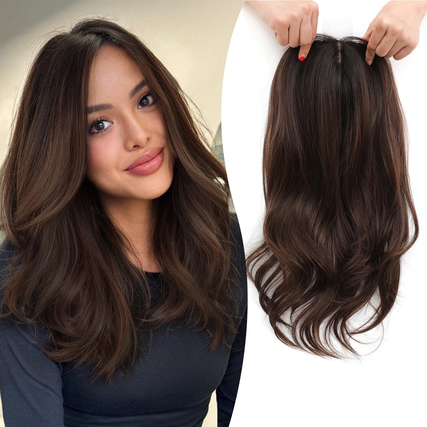 PANEWAY-18" Women's Synthetic Hairpiece with Natural Wavy Texture