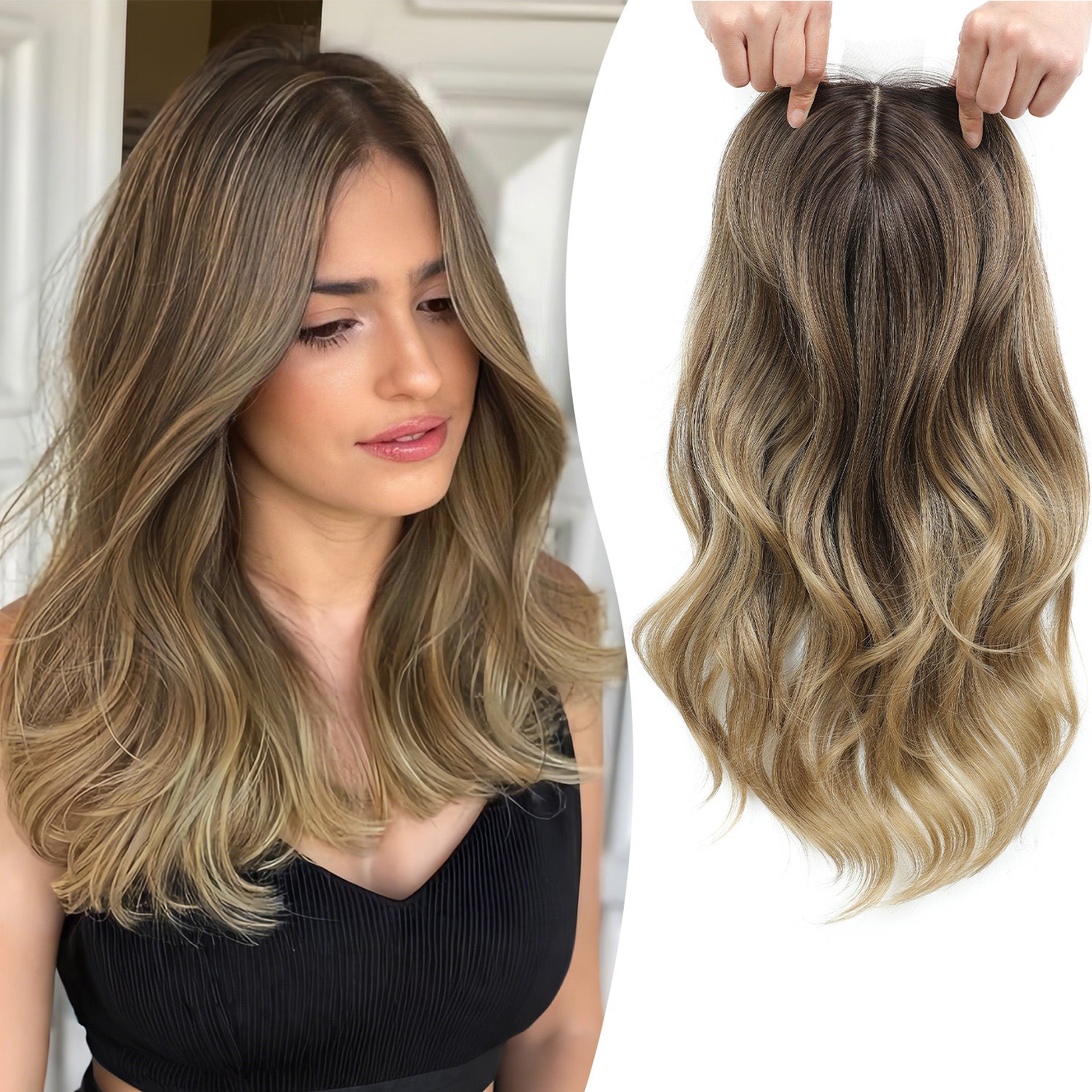 PANEWAY-18" Women's Synthetic Hairpiece with Natural Wavy Texture