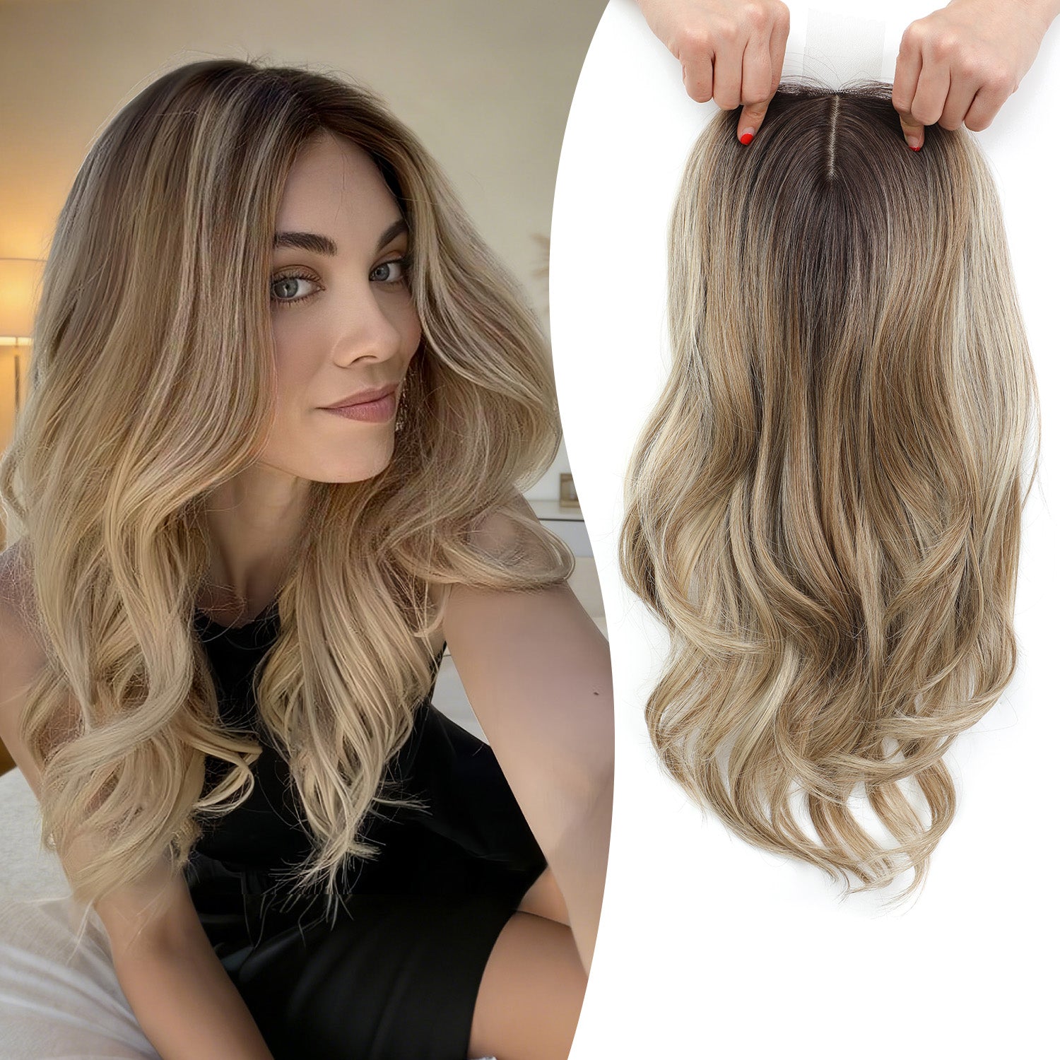 PANEWAY-18" Women's Synthetic Hairpiece with Natural Wavy Texture