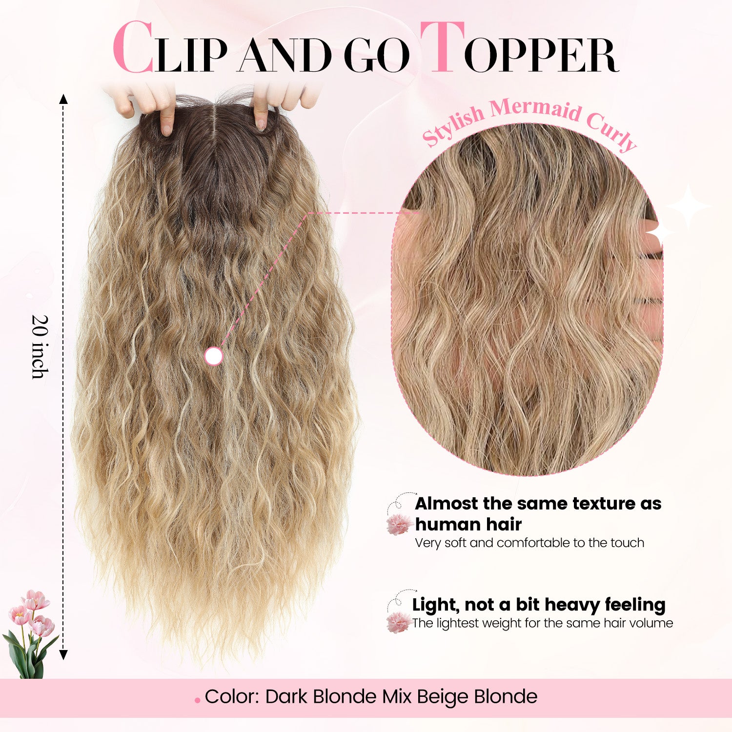 PANEWAY 20" Hairpiece Synthetic Curls