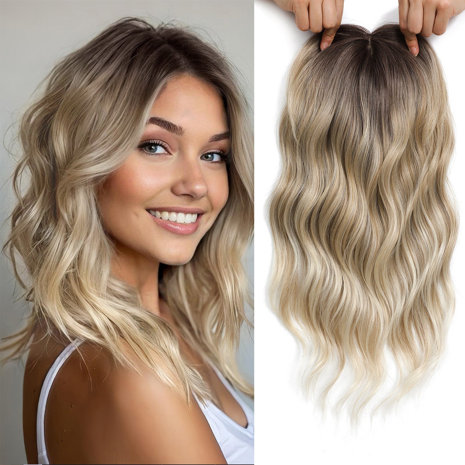 PANEWAY 16" Hair Topper Wavy Curls