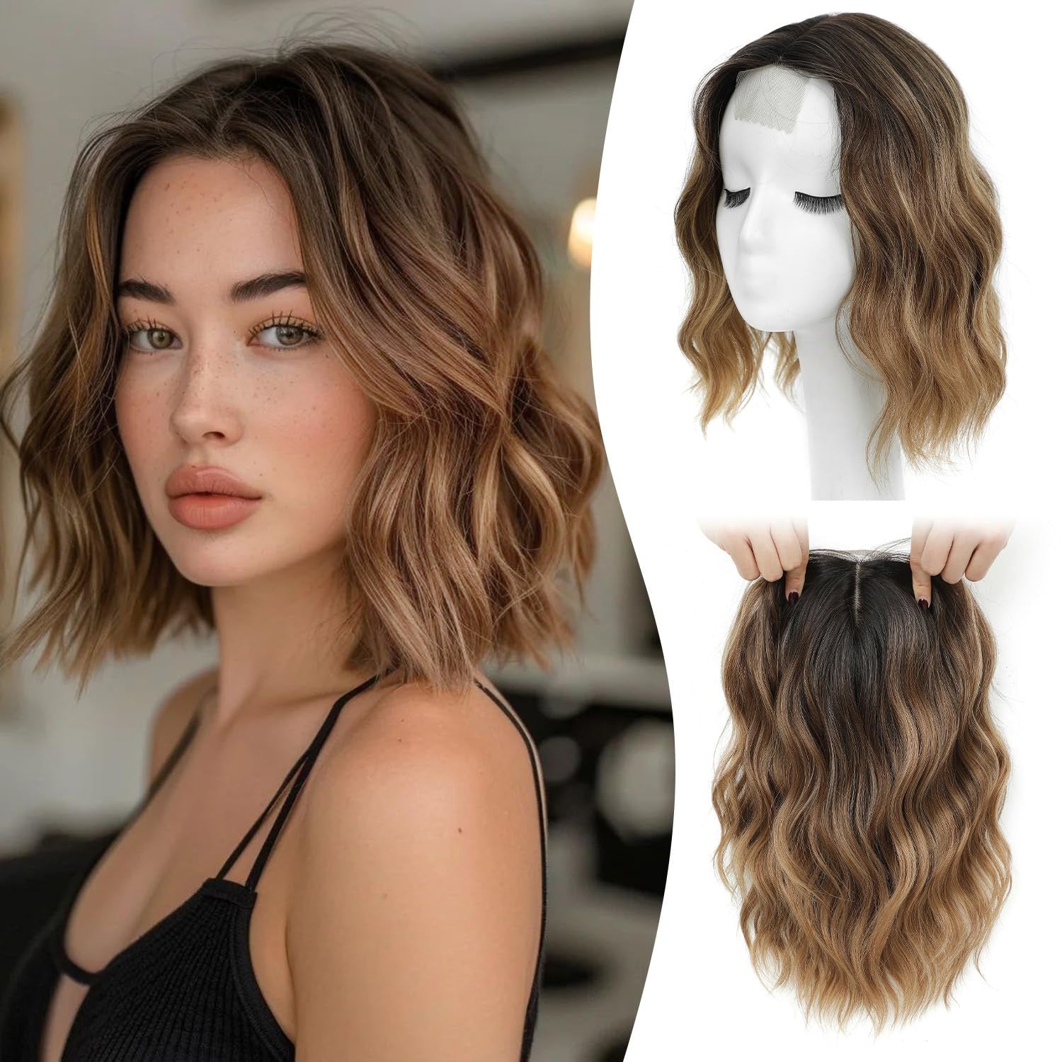 PANEWAY 10" Short Wavy Hair Topper for Women