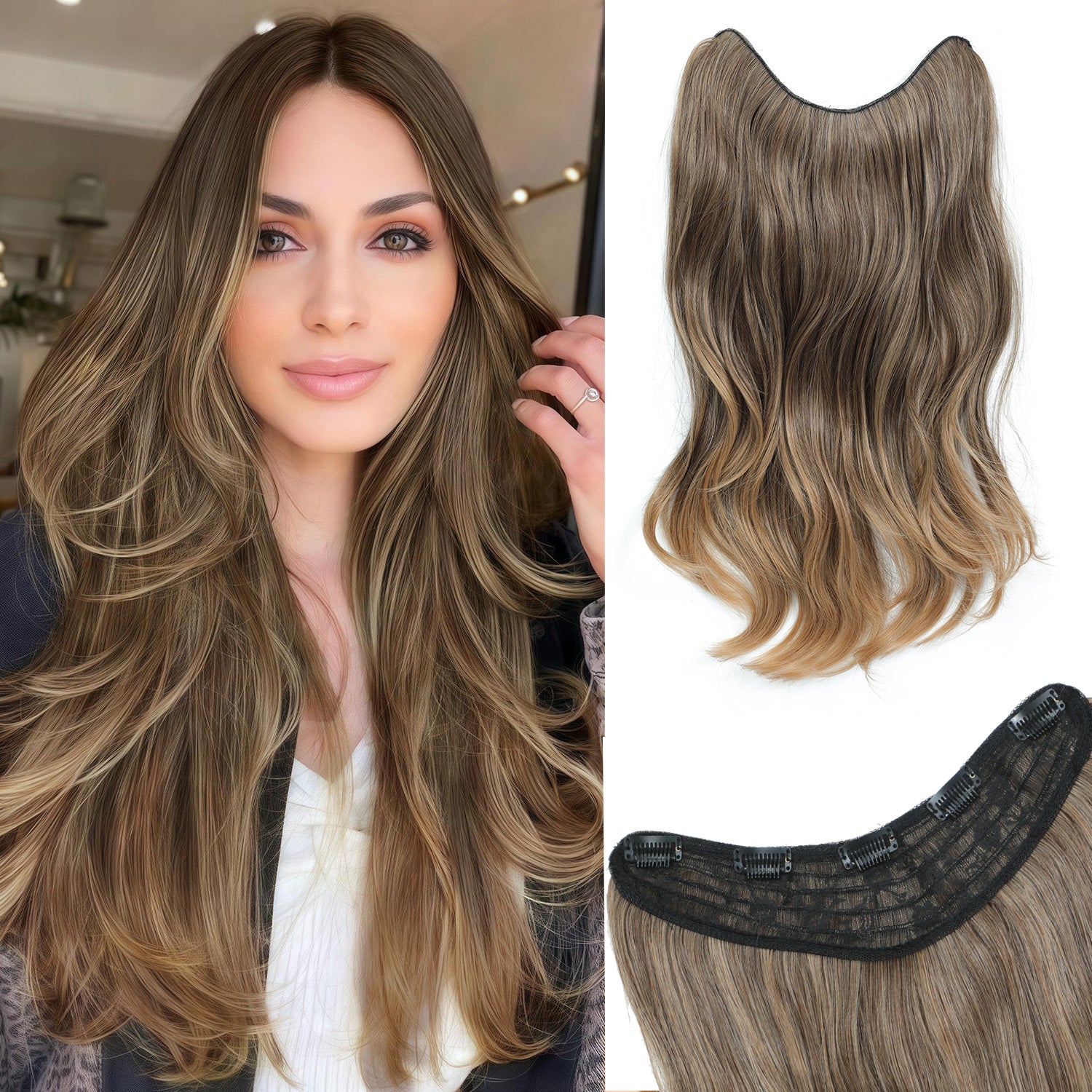 PANEWAY 20" Extensions Clip in Hair Extension V-Shaped  1PCS Thick